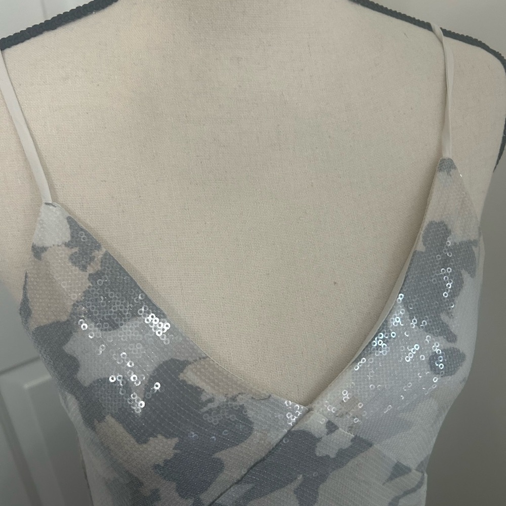 New sz 0 sequin camo spaghetti strap club Monaco cocktail dress lined. - Picture 8 of 16